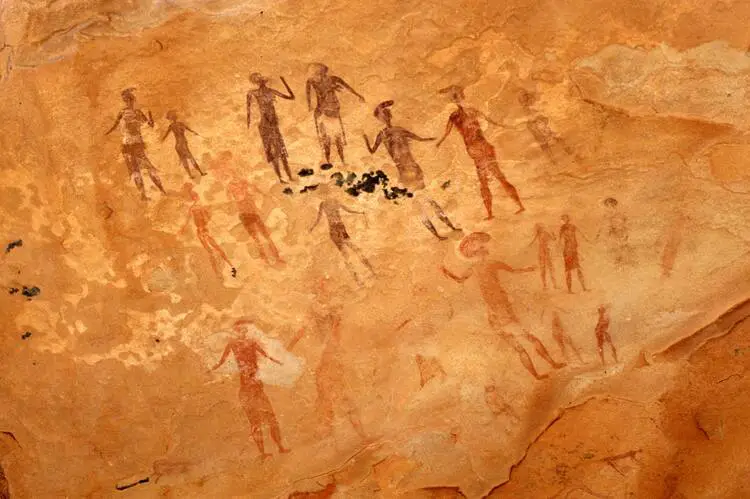 Famous prehistoric rock paintings of Tassili N'Ajjer, Algeria